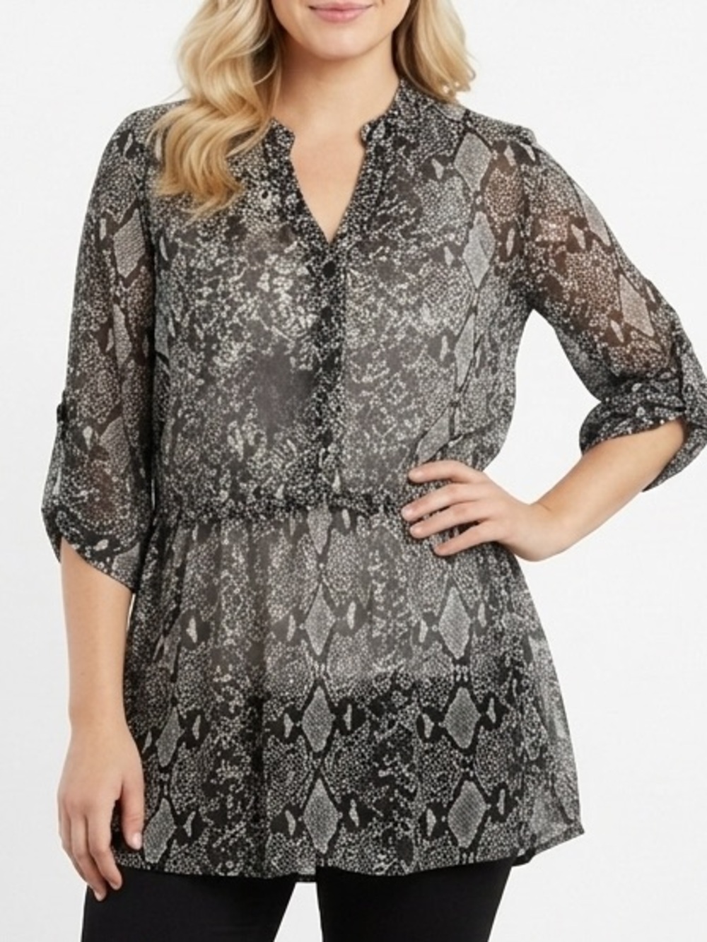 😍SHOW SPECIAL BLUECRUSH Black White Button Top Plus Size XL